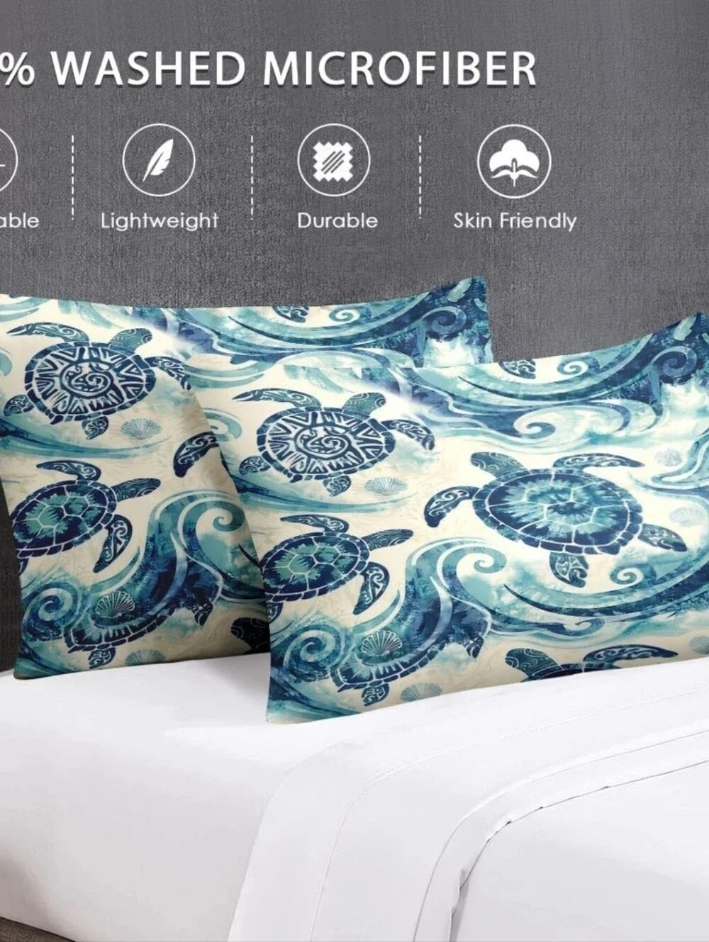 NWOT! 3 Piece Premium Full Size Coastal Turtle Comforter Set w/2 Pillowcases
